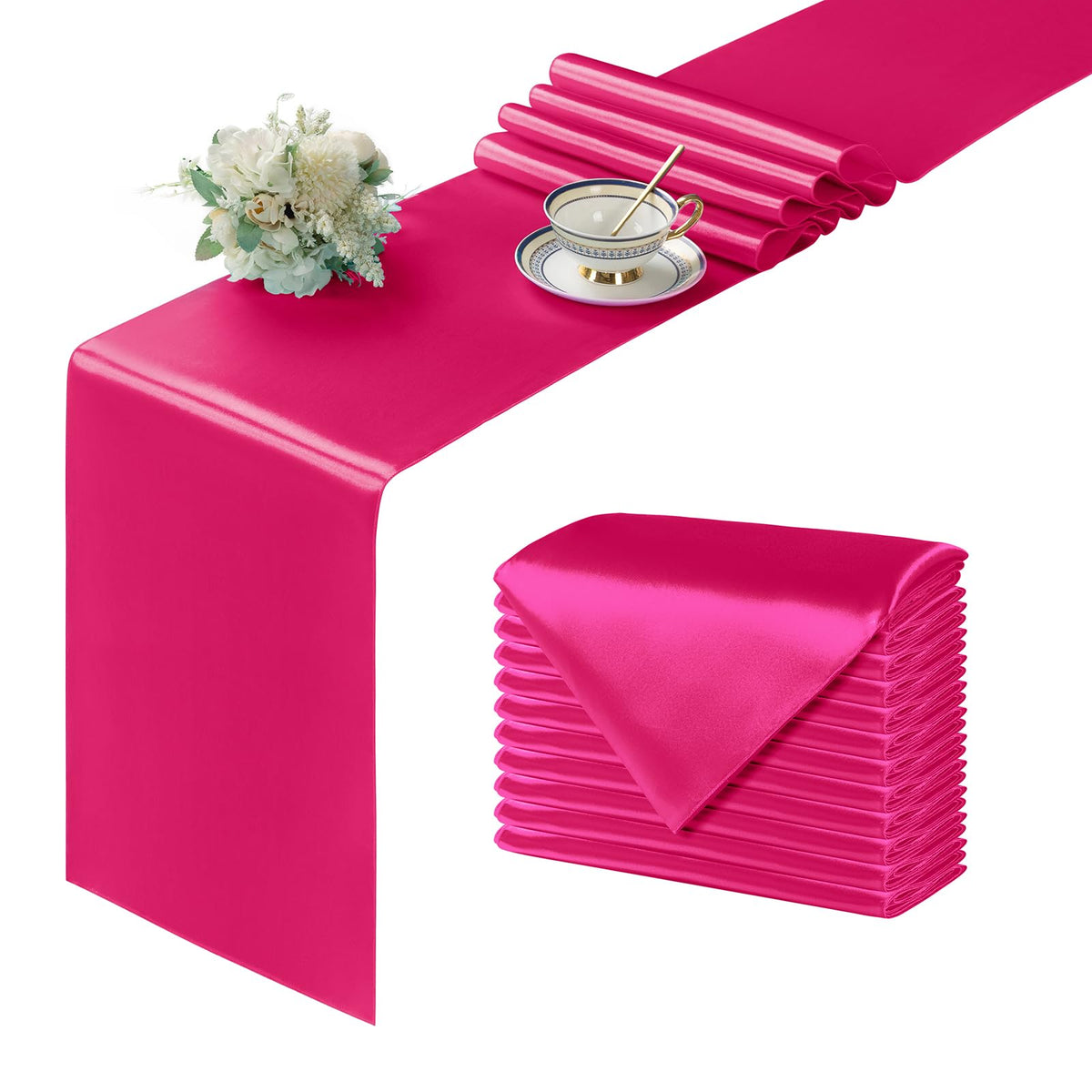 Manyshofu Silver Satin Table Runner 12x108 - 12 Pieces