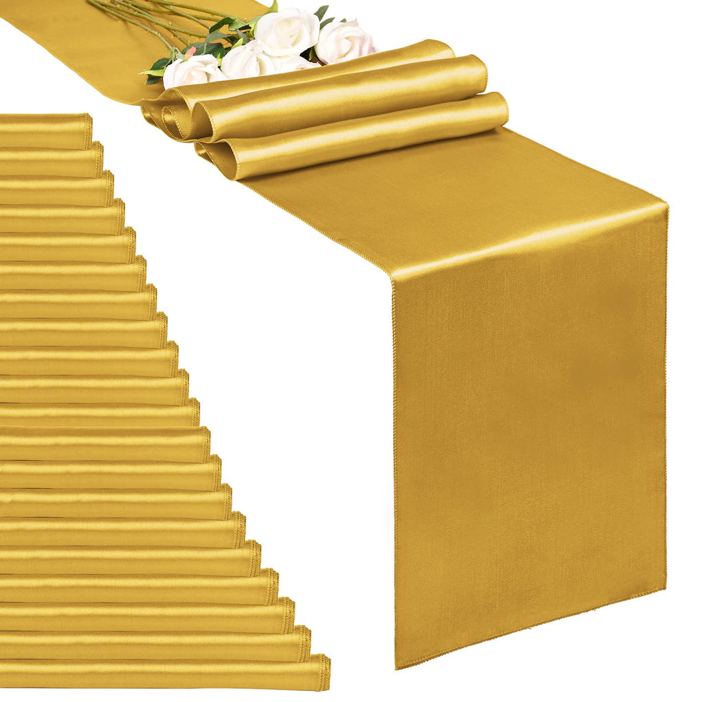 10-Pack Gold 12 x 108 inches Long Premium Satin Table Runner