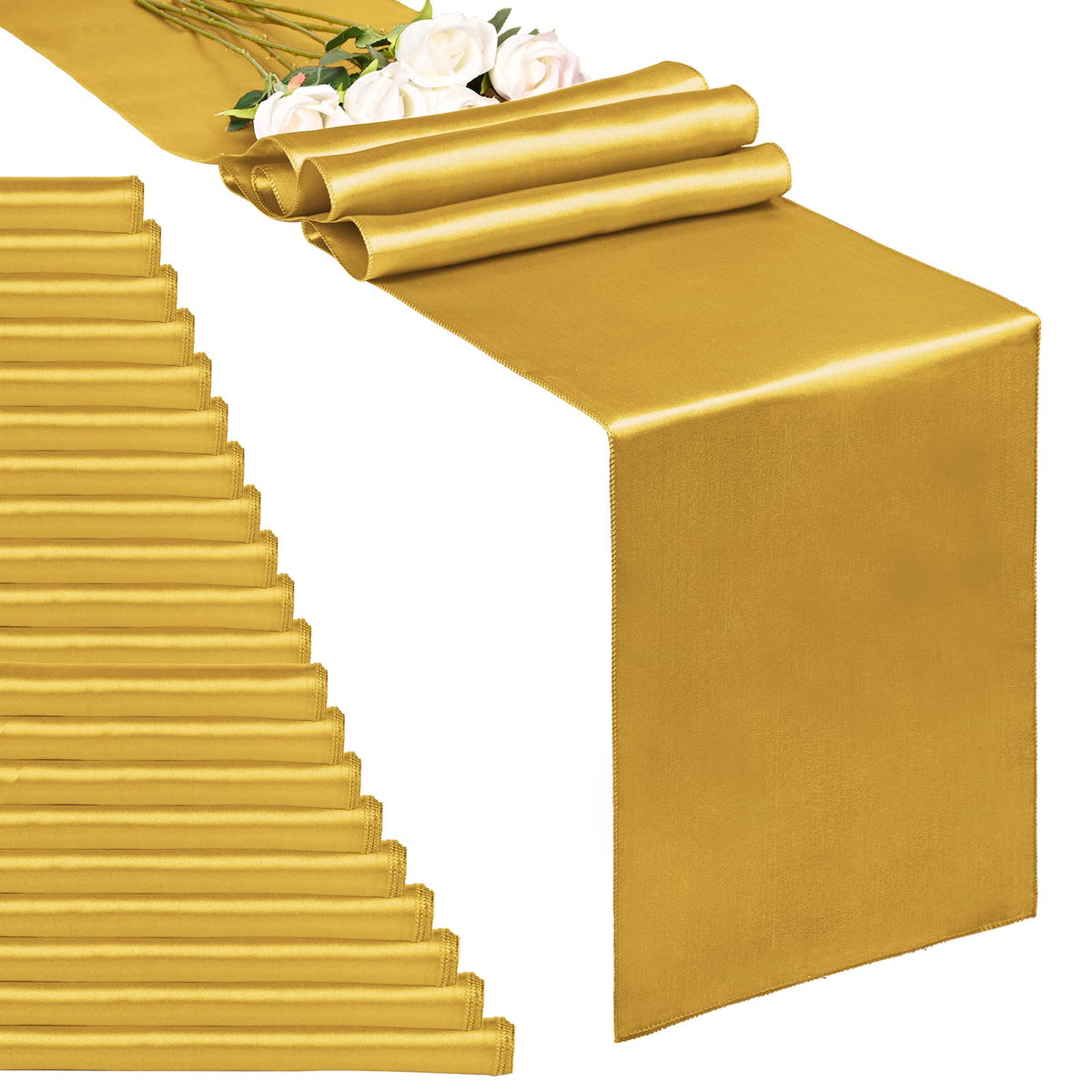 10-Pack Gold 12 x 108 inches Long Premium Satin Table Runner
