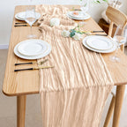 Wokceer Cheesecloth Table Runner Beige 10FT Boho Gauze Runner, 2 Pack