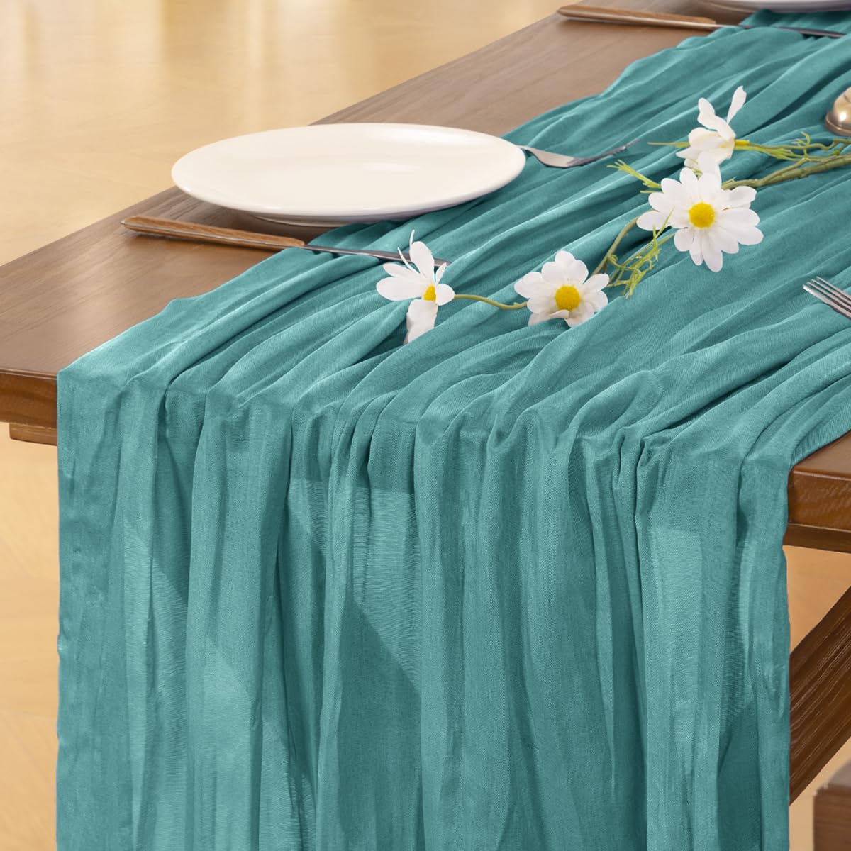 Blue Cheesecloth Table Runner Fall Boho Wedding Birthday Party Home Decor