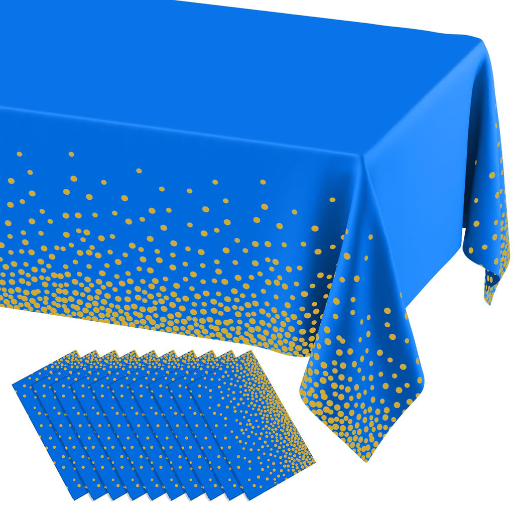 misaya 3 Packs Disposable Plastic Table Cloth, Gold Dots in White
