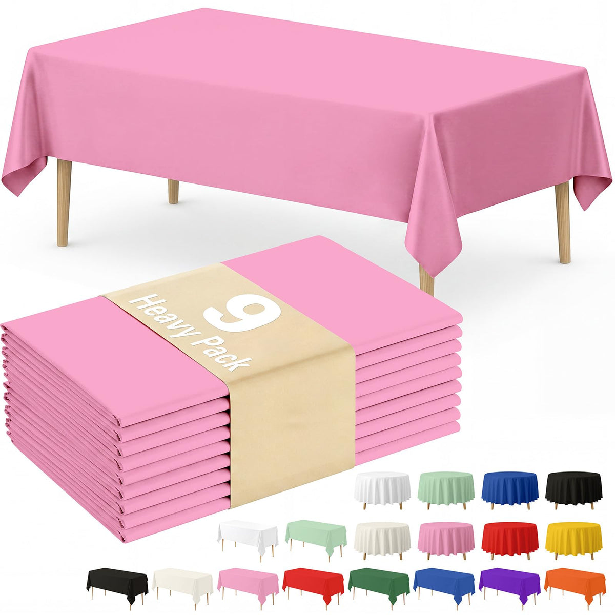 Fixwal 8 Pack Disposable White Rectangle Plastic Tablecloth, 70 x 120 Inch