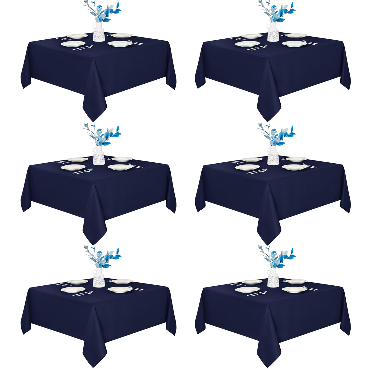 Fitable 6 Pack White Table Cloths 70x120 Inch for 6-8 Ft Rectangle Tables