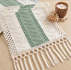 FEXIA Boho Table Runner for Fall Home Decor 12x72 Rustic with Tassels