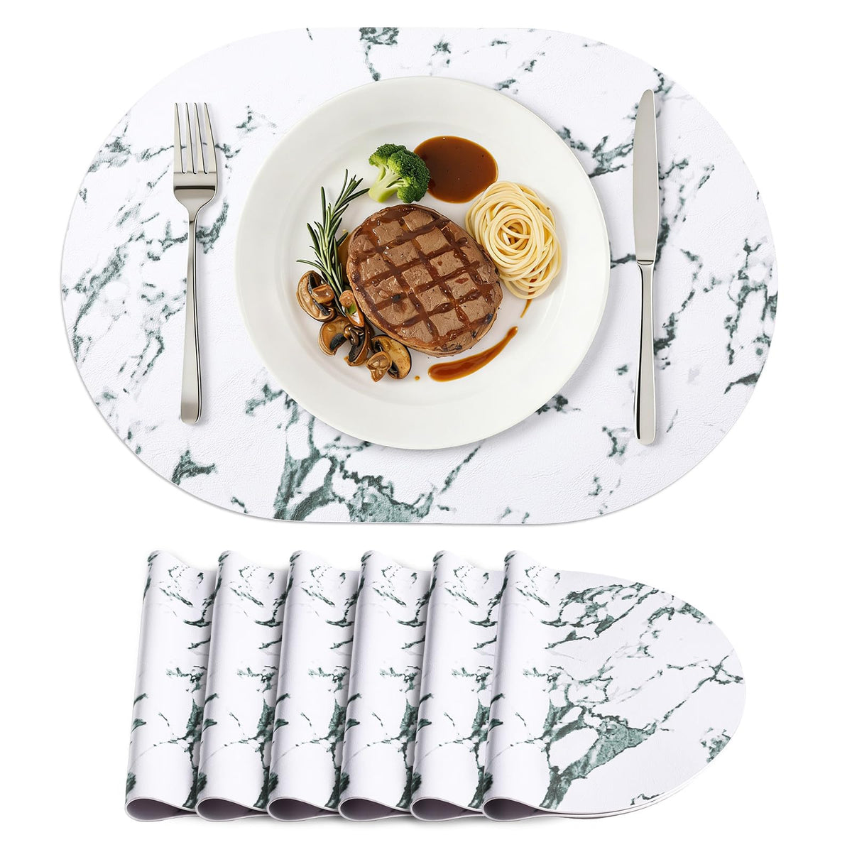 homing Heat Resistant Oval Placemats Set of 6, Navy