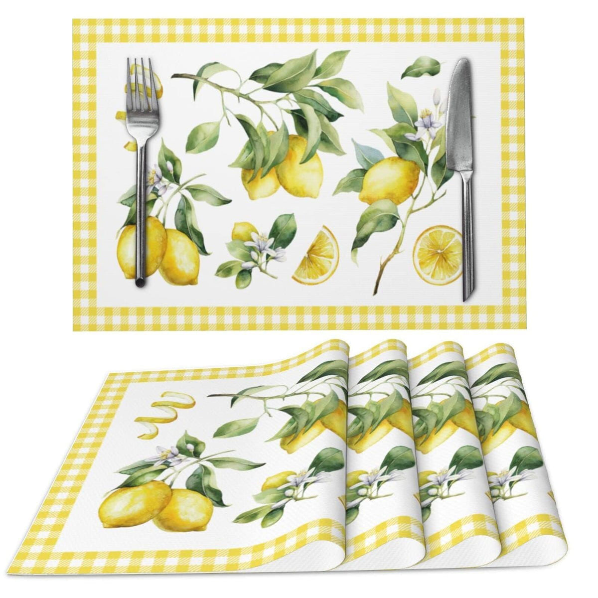Tropical Palm Tree Placemats Set of 4 Washable Table Place Mats for Dining Kitchen Party Decor