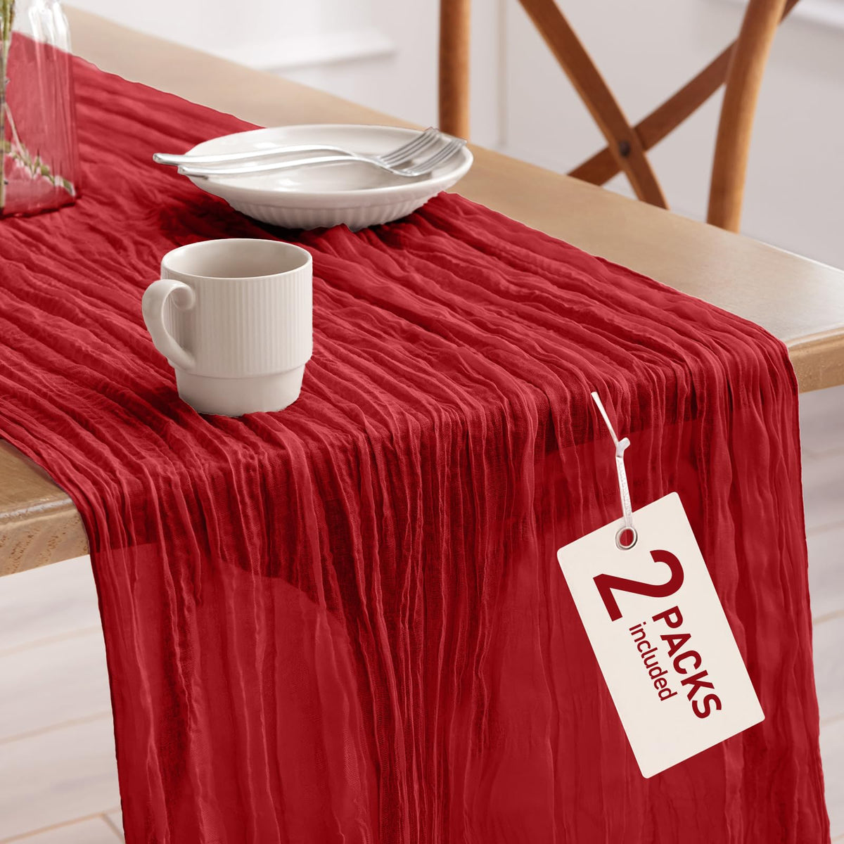 Pureegg 2 Pack Cheesecloth Table Runner 120 Inch Rust