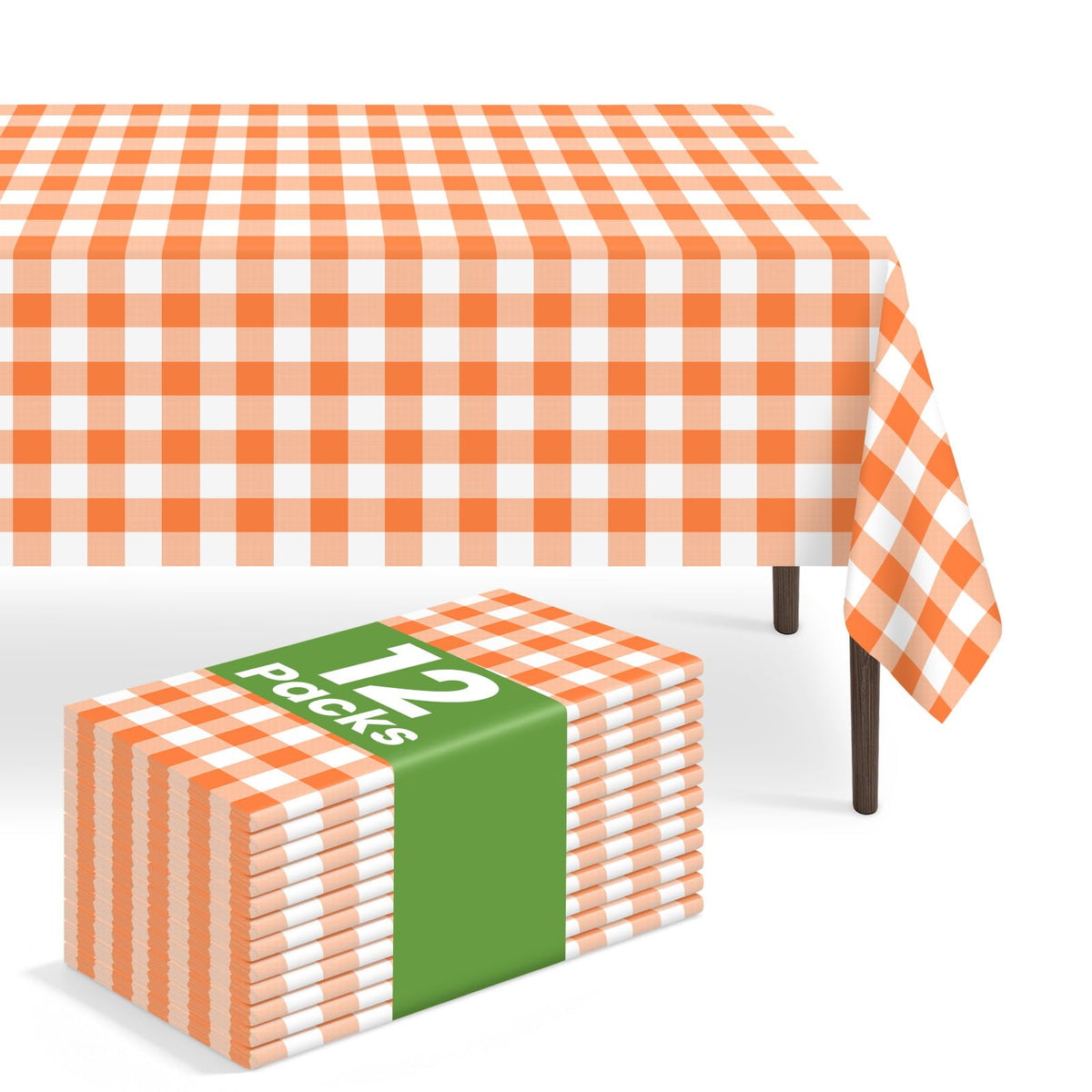 6 Pack Disposable Blue Gingham Plastic Tablecloth, 54 x 108 Inch