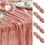 Wokceer Cheesecloth Table Runner Beige 10FT Boho Gauze Runner, 2 Pack