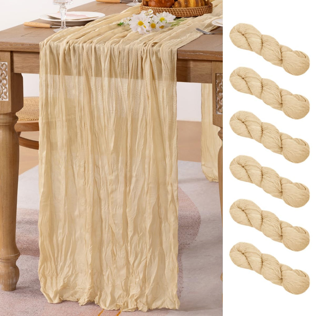 Ivory Cheesecloth Table Runner Farmhouse Fall Table Runner 10ft, 12 Pack