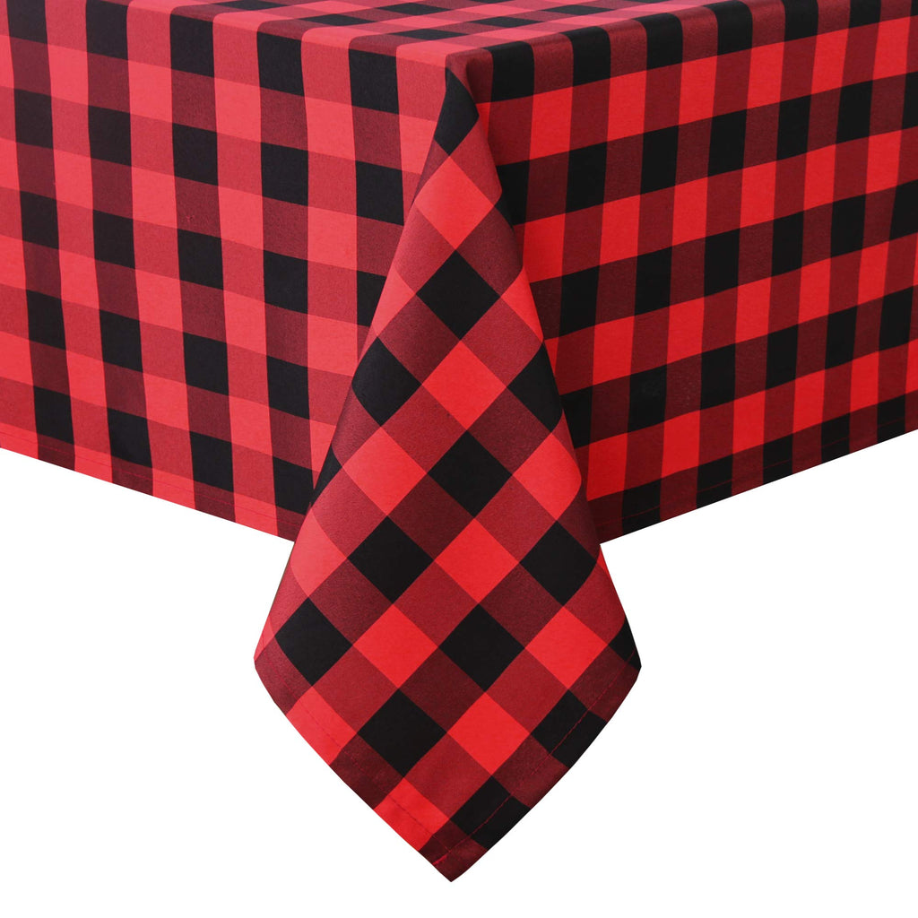Hiasan Buffalo Plaid Tablecloth, 2 Pack, 60 x 84 inch, Black and White