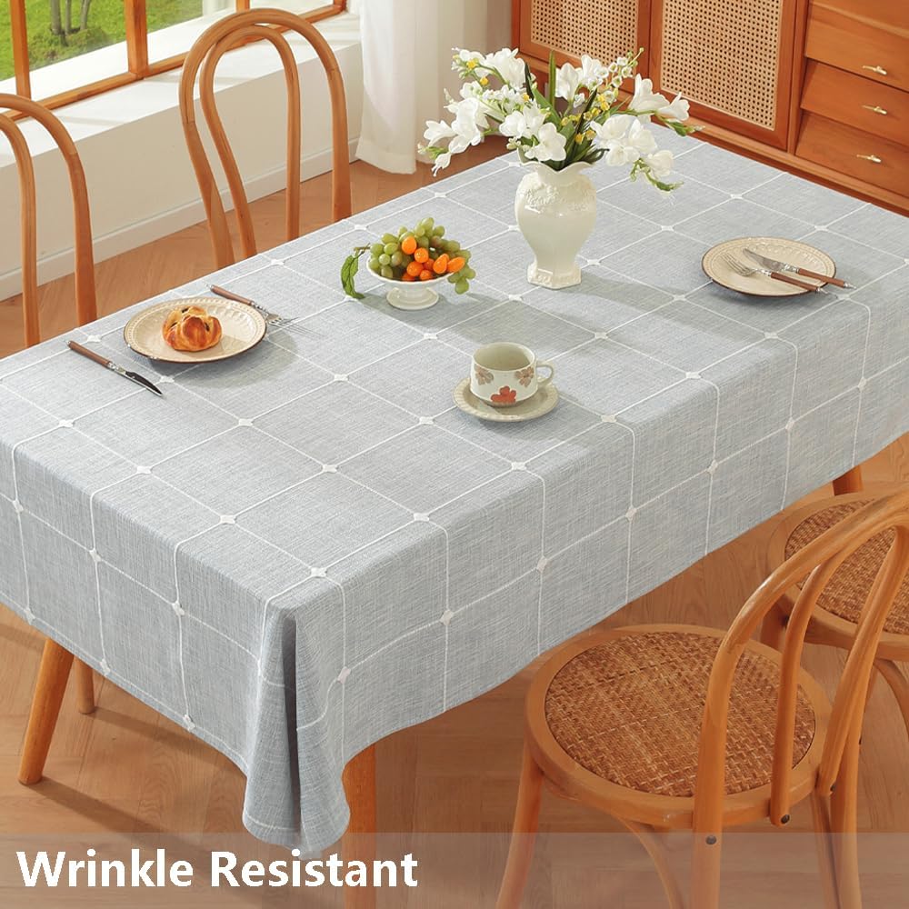TruDelve 120 Inch Cotton Tablecloth Blue Table Cloths for 8 Foot Rectangle Tables Modern Extra Long Tablecloth(Blue,120"x52",Rectangular)