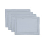 Solino Home 100% Pure Linen Placemats Green Hemstitch, 14 x 19 in, Set of 4
