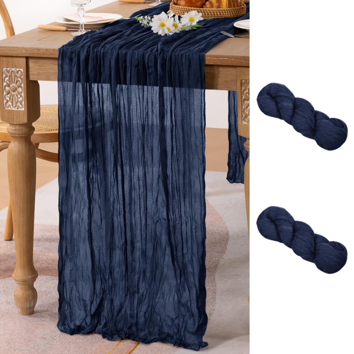 Ivory Cheesecloth Table Runner Farmhouse Fall Table Runner 10ft, 12 Pack