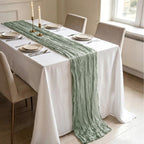 10 Pack Sage Green Cheesecloth Table Runner 21 x 120 Inch Boho Gauze Sheer Table Runner 10FT Long for Wedding Baby Shower Bridal Shower Easter Holiday Birthday Home Decor