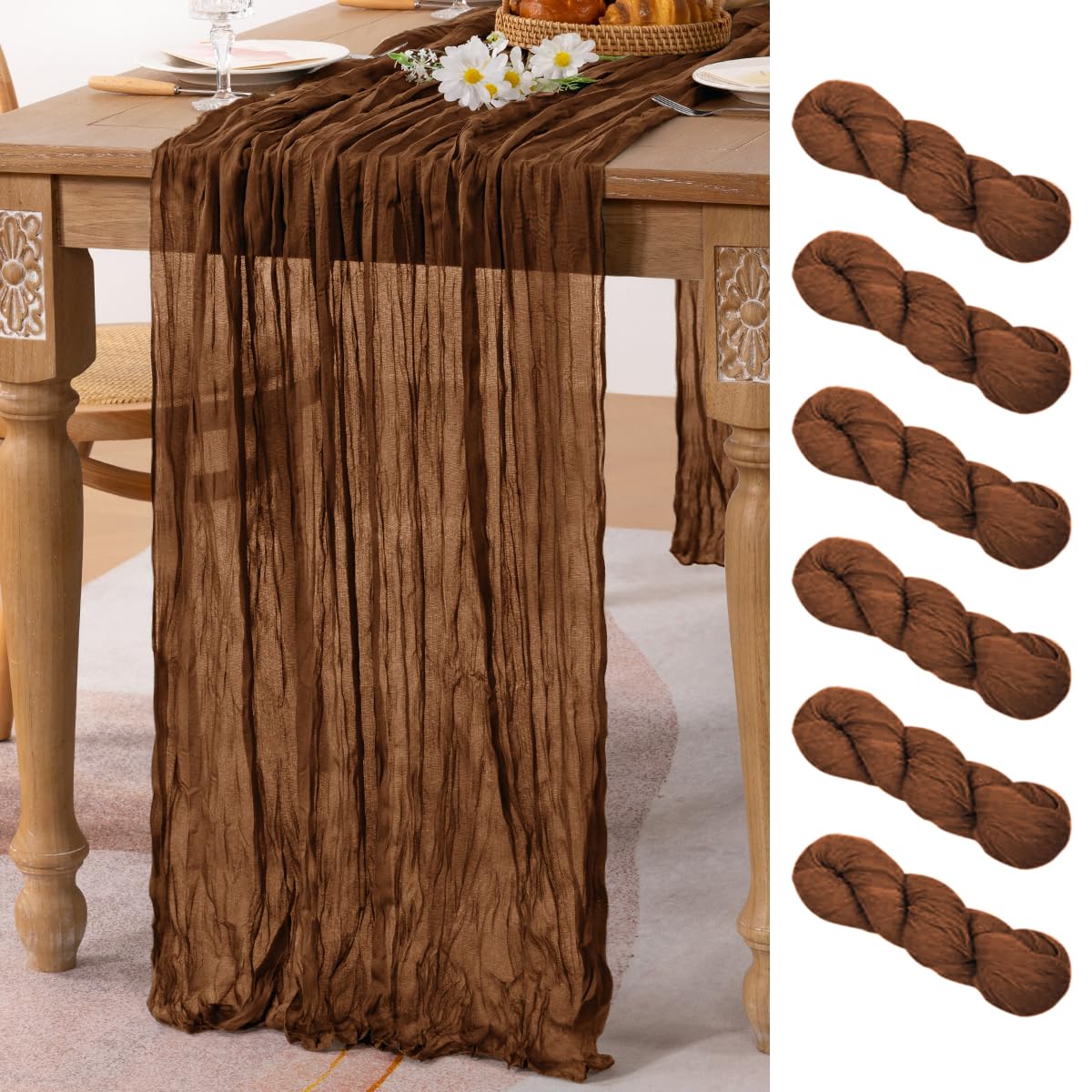 Ivory Cheesecloth Table Runner Farmhouse Fall Table Runner 10ft, 12 Pack