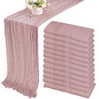 12 Pack 10Ft Cheesecloth Table Runner 35x120 Inch Boho Gauze Rustic Cheese Cloth Long Romantic Table Runner for Wedding Bridal Shower Birthday Party Table Decor (Beige)
