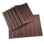 Place Mats PVC Set of 6, Table Placemats Set of 6 PVC Table Mats Natural Color (6 pcs, Red Leaves)