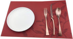 Place Mats PVC Set of 6, Table Placemats Set of 6 PVC Table Mats Natural Color (6 pcs, Red Leaves)