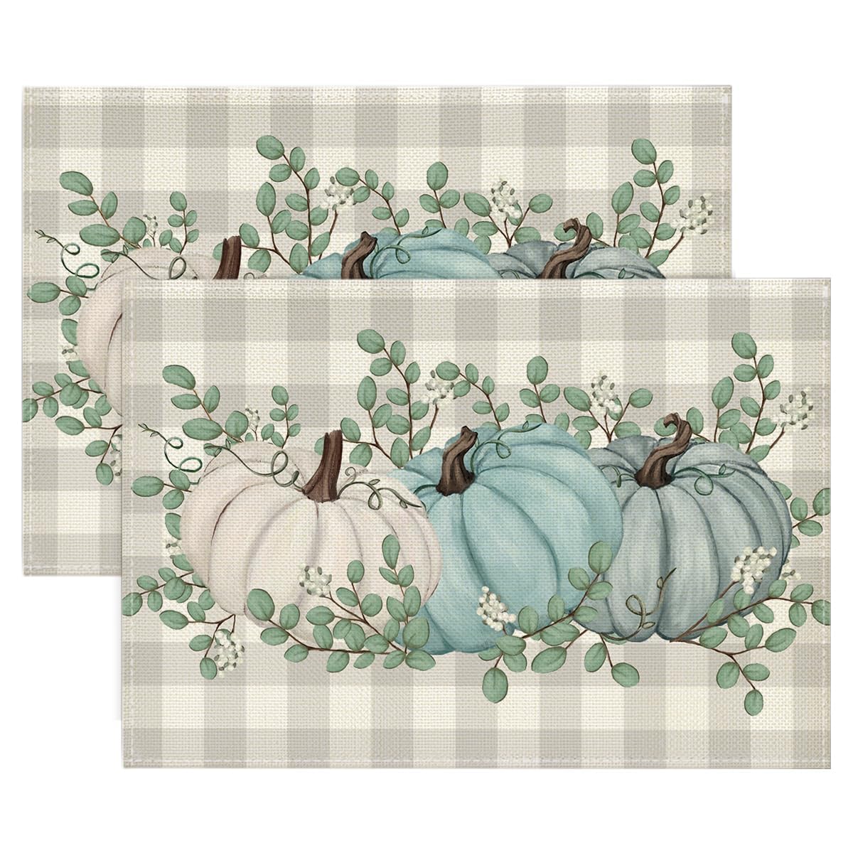 Artoid Mode Beige Pumpkins Leaves Fall Placemats Set of 4-12 x 18 Inch