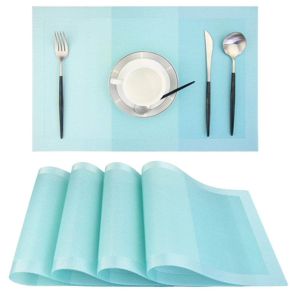 PIGCHCY Place Mats Heat-Resistant Non Slip Placemats Washable Easy to Clean Woven Vinyl Placemats for Dining Table (Set of 4, Brown)