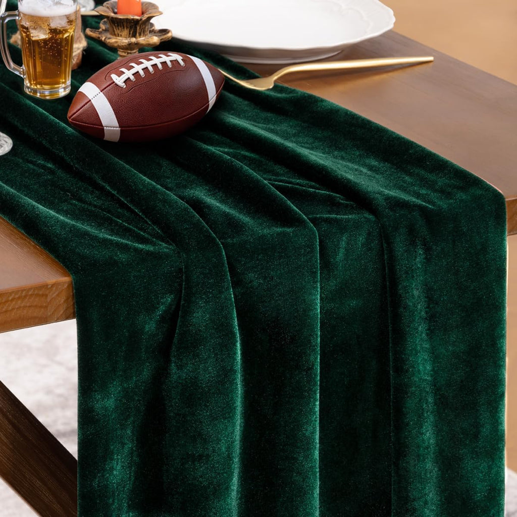 4 Pack Green Velvet Table Runner Cloth Fall Luxurious Wedding Party Decor