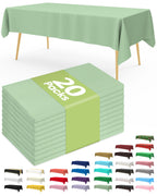 Pureegg 20 Pack Sage Green Disposable Plastic Tablecloth 54x108 Inch