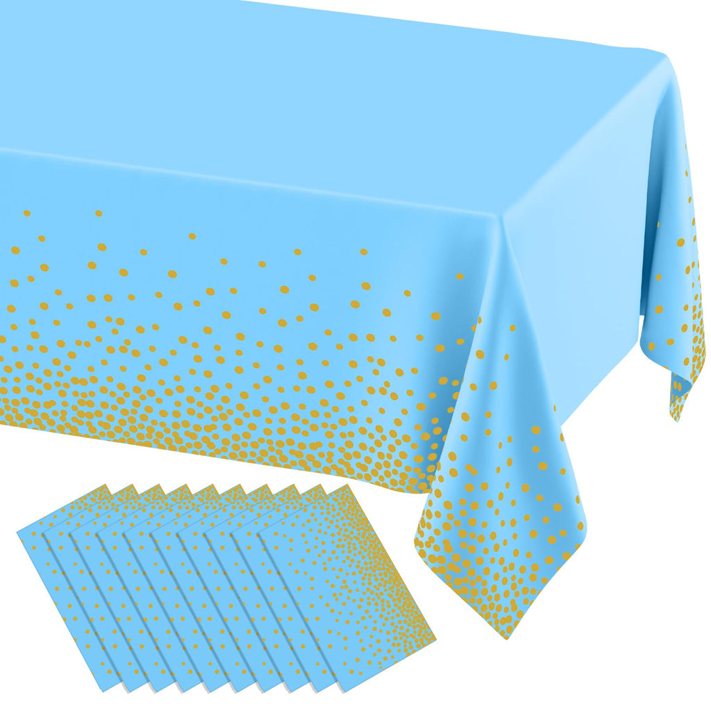 misaya 3 Packs Disposable Plastic Table Cloth, Gold Dots in White