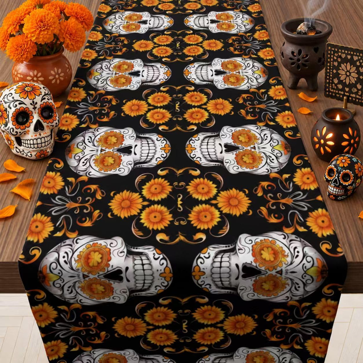 Thanksgiving Table Decor - Vintage Autumn Pumpkin Floral Table Runner
