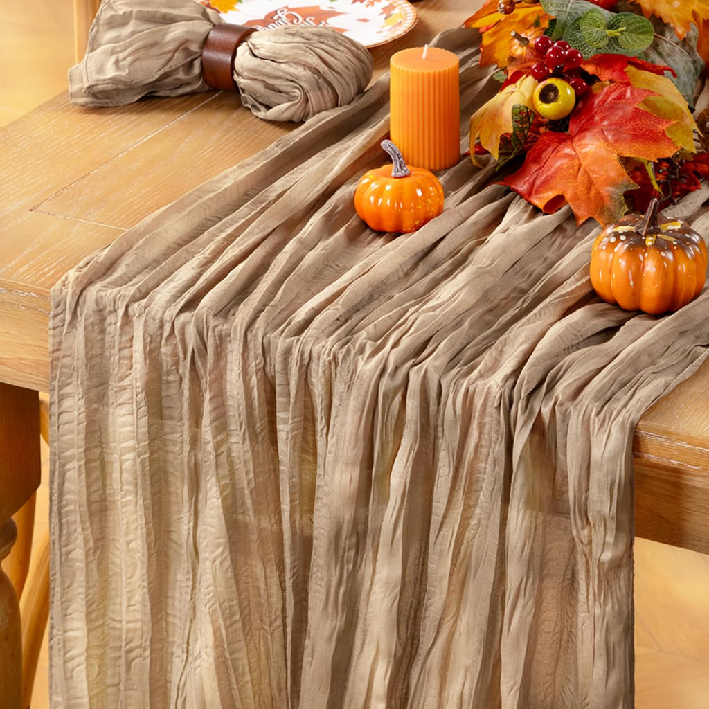 Ivory Cheesecloth Table Runner Farmhouse Fall Table Runner 10ft, 12 Pack