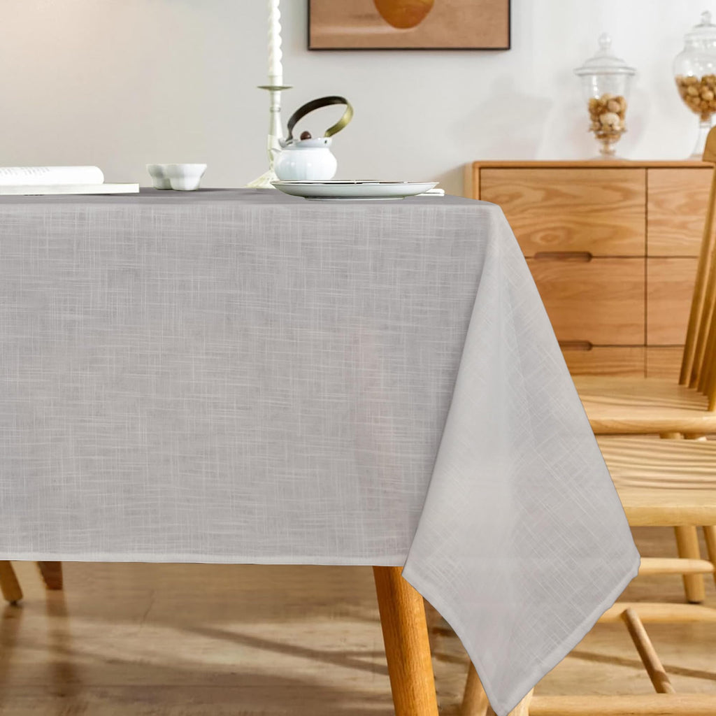 Natural Linen Rectangle Tablecloth, Slubby Textured Fall Lightweight Table Cloth 60 x 84 Inch, Water Resistant Stain Resistant Farmhouse Burlap Table Cover for Kitchen Dining Room, Brown