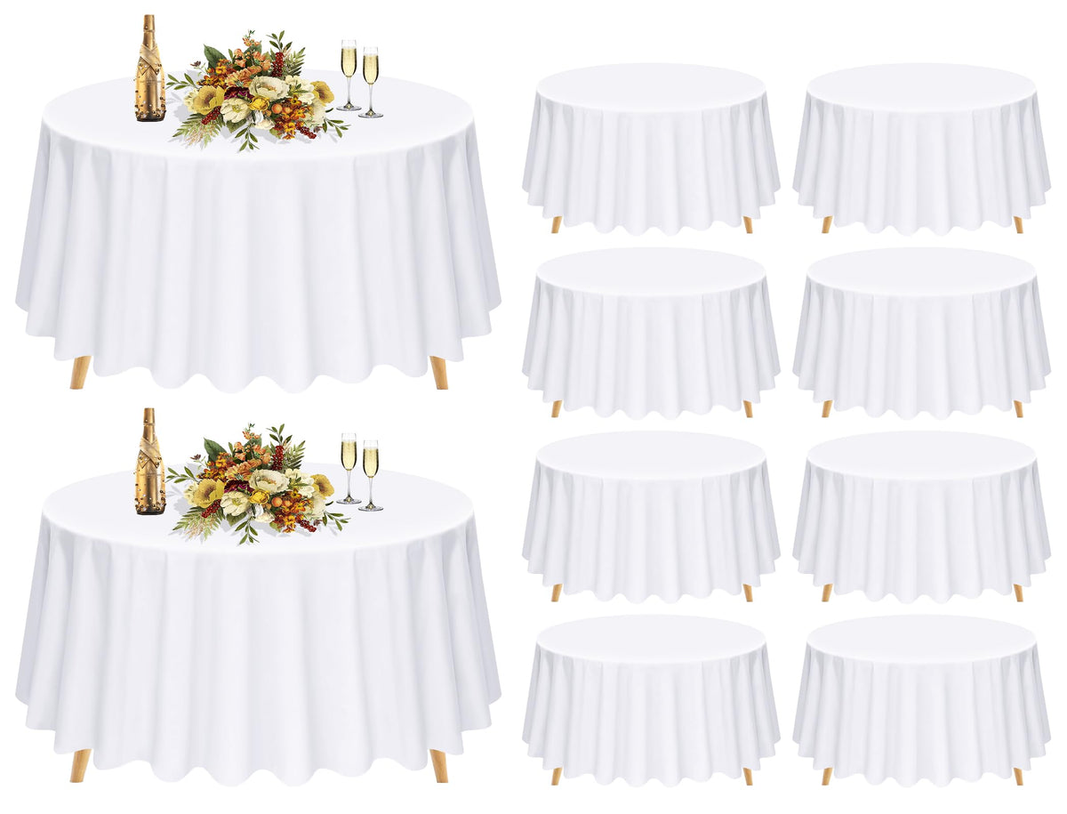 10 Pack Navy Blue Round Tablecloths 90 Inch, Polyester Round Table Cloth Circle Bulk Linen Washable Table Cloth Stain and Wrinkle Resistant Circle Table Cover for Wedding Party Dining Banquet