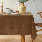 Natural Linen Rectangle Tablecloth, Slubby Textured Fall Lightweight Table Cloth 60 x 84 Inch, Water Resistant Stain Resistant Farmhouse Burlap Table Cover for Kitchen Dining Room, Brown