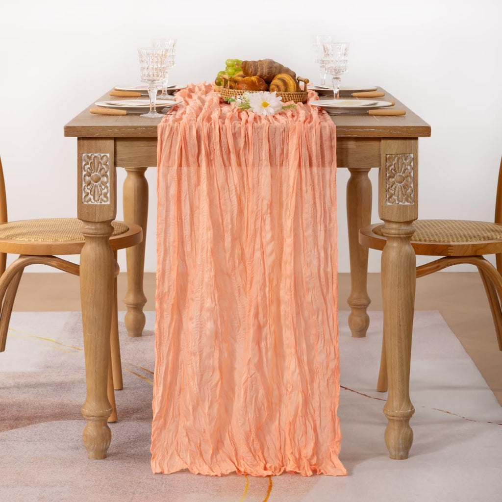 Ivory Cheesecloth Table Runner Farmhouse Fall Table Runner 10ft, 12 Pack