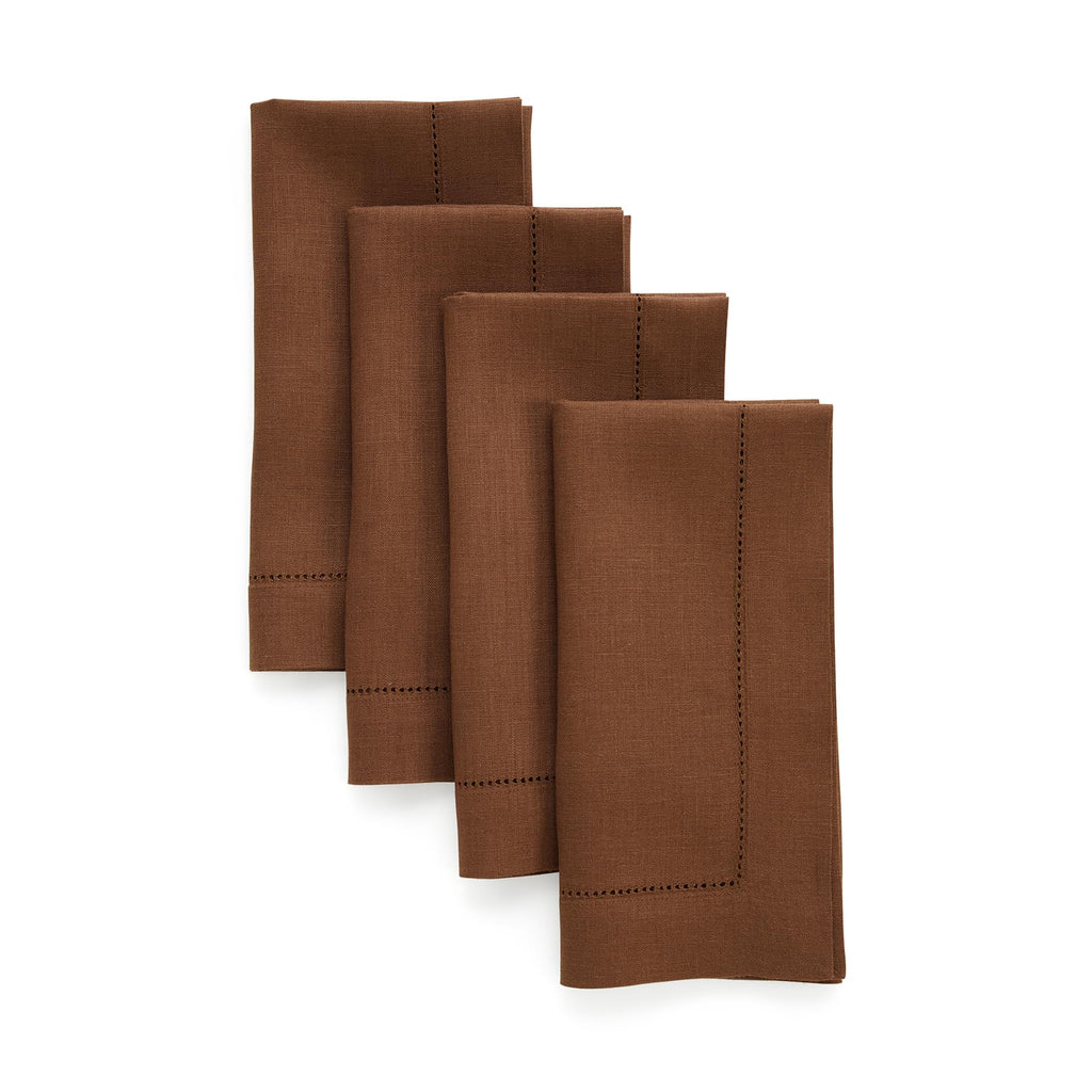 Solino Home 100% Pure Linen Placemats Green Hemstitch, 14 x 19 in, Set of 4