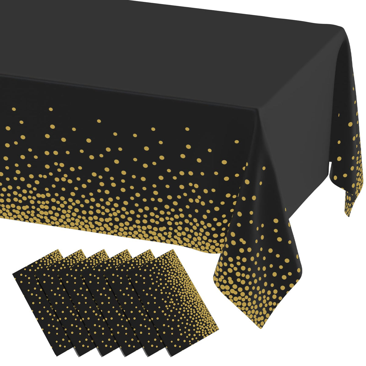 misaya 3 Packs Disposable Plastic Table Cloth, Gold Dots in White