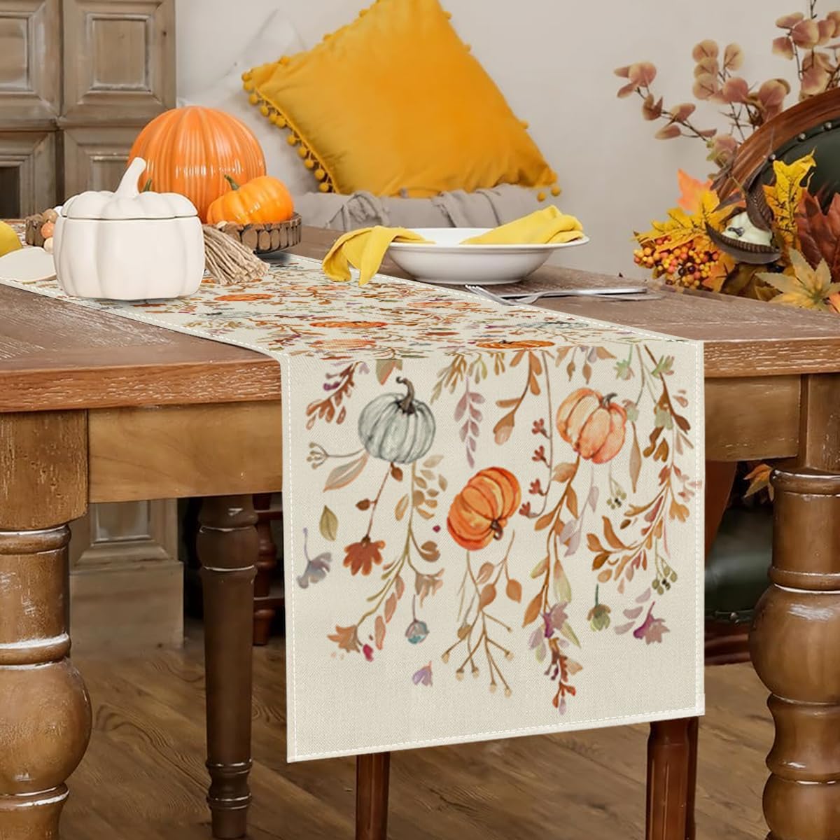 RABUSOFA Fall Table Runner 13x72 Inch Pumpkins Fall Decor for Home