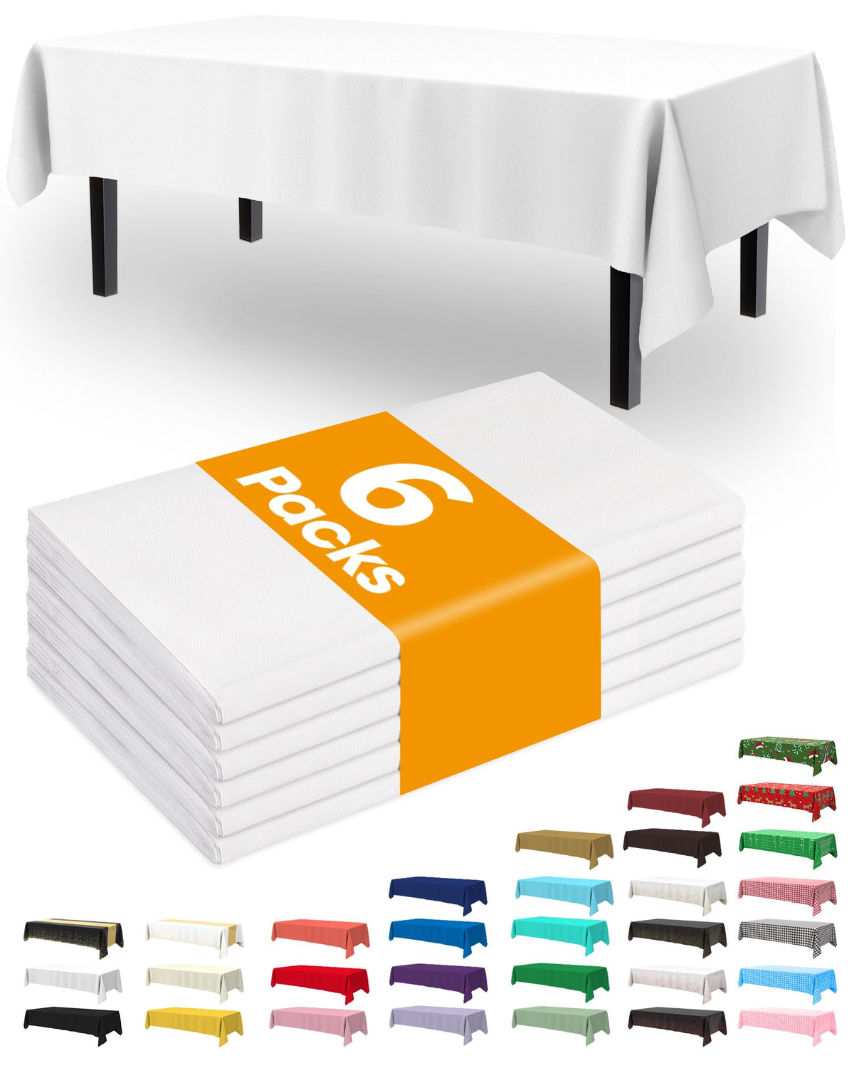 Pureegg Thanksgiving Tablecloths 6 Pack, 54 x 108 Inch, Pumpkin Harvest