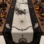 Halloween Decorations - Gothic Pumpkin Ghost Spider Web Table Runner