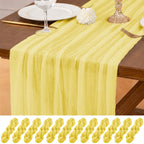12 Pack Brown Table Runner 10Ft Cheesecloth Table Runner Rustic Gauze Table Runners Romantic Long Sheer Fabric Cheese Cloth Table Runners for Wedding Party Bridal Baby Shower