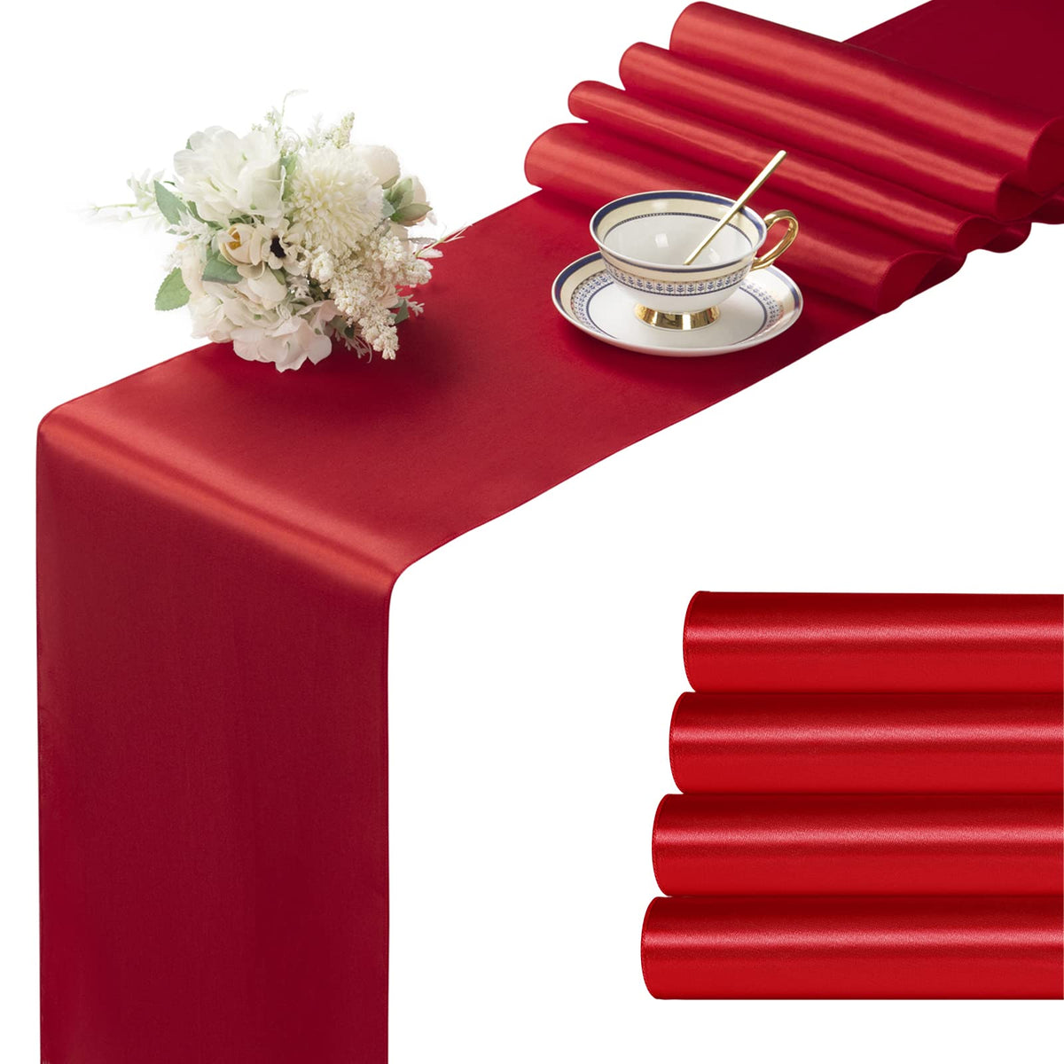 Manyshofu Silver Satin Table Runner 12x108 - 12 Pieces