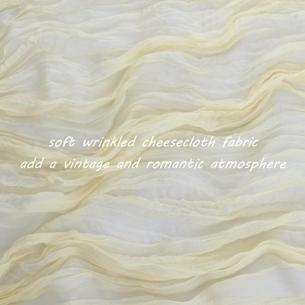 12 Pack 10Ft Cheesecloth Table Runner 35x120 Inch Boho Gauze Rustic Cheese Cloth Long Romantic Table Runner for Wedding Bridal Shower Birthday Party Table Decor (Beige)
