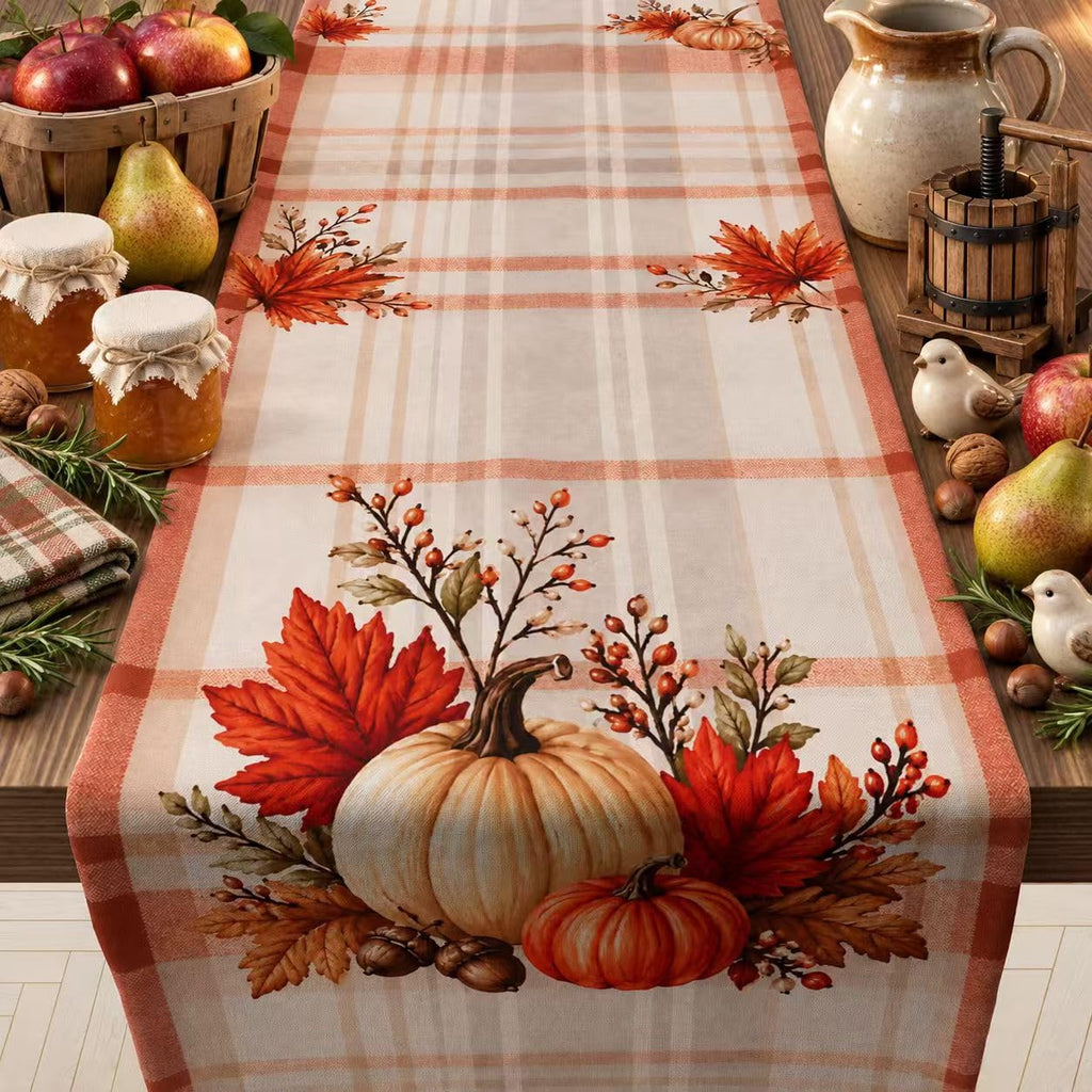 Halloween Decorations - Gothic Pumpkin Ghost Spider Web Table Runner