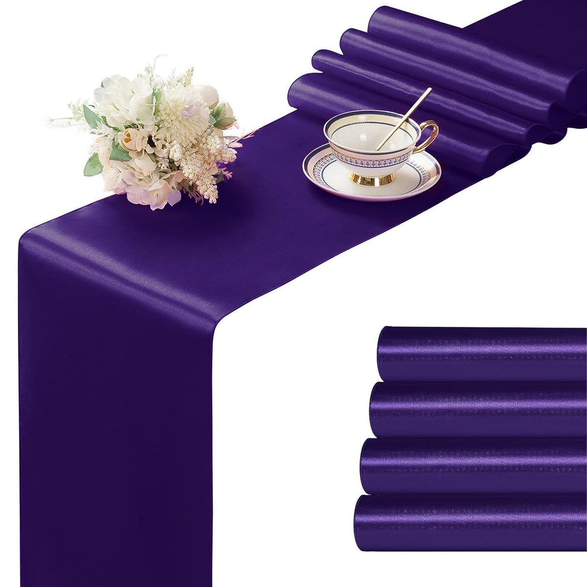 Manyshofu Silver Satin Table Runner 12x108 - 12 Pieces