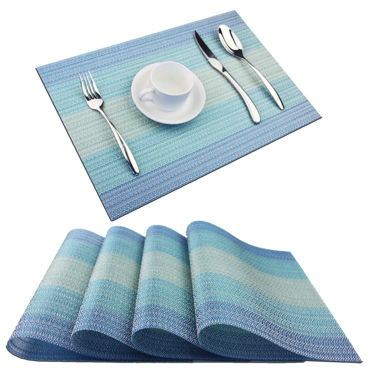 PIGCHCY Placemats,Durable Placemats for Dining Table,Washable Woven Vinyl Kitchen Placemats Set of 4 (Brown)