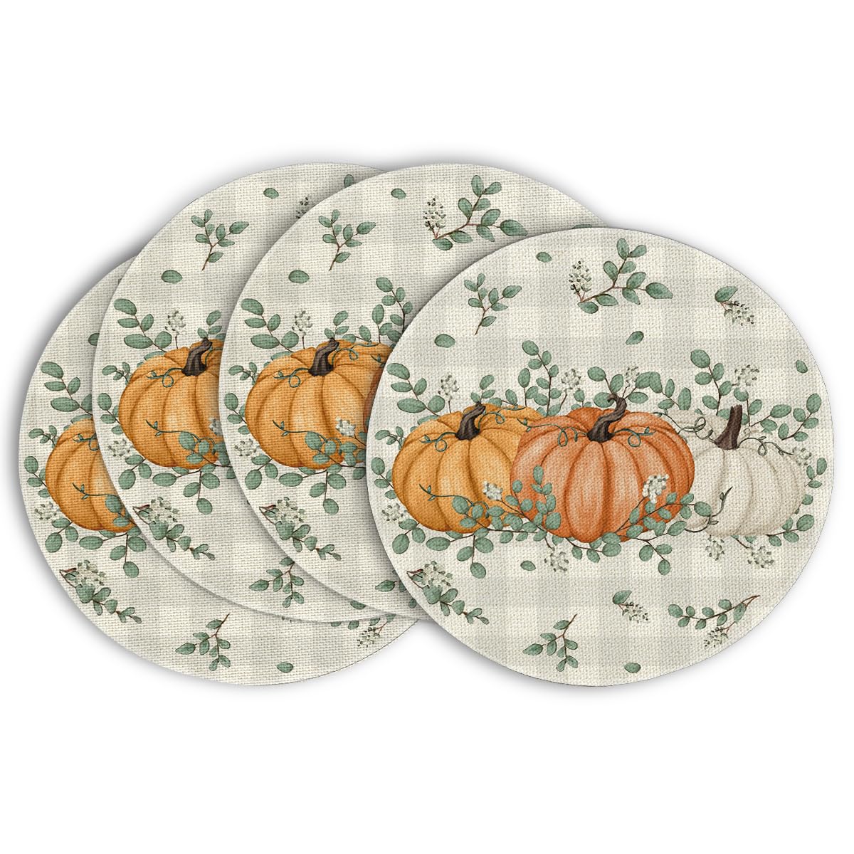 Artoid Mode Beige Pumpkins Leaves Fall Placemats Set of 4-12 x 18 Inch