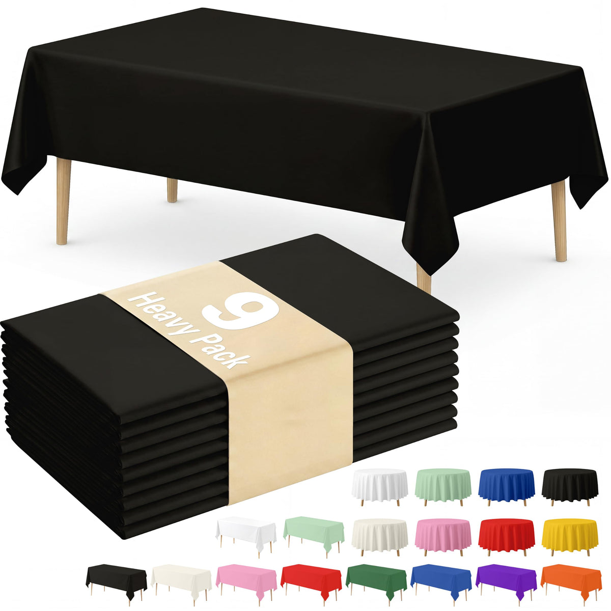 Fixwal 8 Pack Disposable White Rectangle Plastic Tablecloth, 70 x 120 Inch
