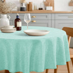 JIUZHEN Round Table Cloth Faux Linen Farmhouse Tablecloth Wrinkle and Stain Resistant Decorative Fabric Table Cover for Kitchen, Dining Room, Parties and Camping, Beige, 90 Inch Round