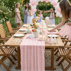 10 Pack Light Pink Cheesecloth Table Runner 22X120 Inch Gauze Table Runner
